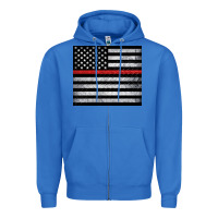 True Royal thin red line American flag metal floor Zipper Hoodie - Artiststas