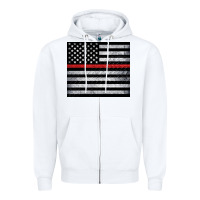 White thin red line American flag metal floor Zipper Hoodie - Artiststas