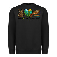 Black Peace Love Brown Trout Heavyweight Sweatshirt - LillyAllenDesigns