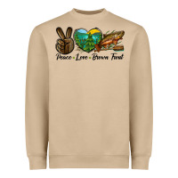 Mushroom Peace Love Brown Trout Heavyweight Sweatshirt - LillyAllenDesigns