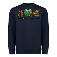 Navy Peace Love Brown Trout Heavyweight Sweatshirt - LillyAllenDesigns