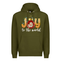 Army Green Joy To The World Premium Hoodie - CowhideDigitalArt