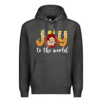 Charcoal Heather Joy To The World Premium Hoodie - CowhideDigitalArt