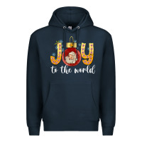 Navy Joy To The World Premium Hoodie - CowhideDigitalArt