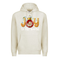 Oatmeal Heather Joy To The World Premium Hoodie - CowhideDigitalArt