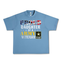Pebble Blue proud daughter of a army veteran american flag military gift Urban Heavy Tee - longCreatives
