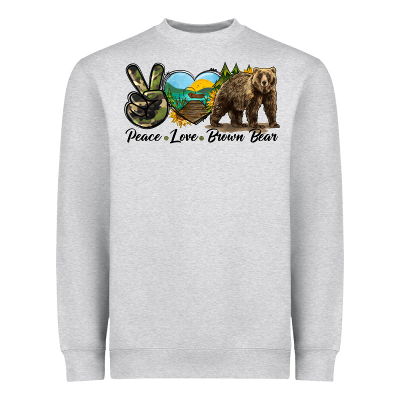 Peace Love Brown Bear Heavyweight Sweatshirt by LillyAllenDesigns | Teevron