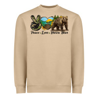 Mushroom Peace Love Brown Bear Heavyweight Sweatshirt - LillyAllenDesigns