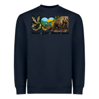 Navy Peace Love Brown Bear Heavyweight Sweatshirt - LillyAllenDesigns