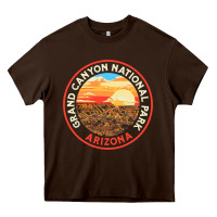 Chocolate Brown Vintage Grand Canyon National Park Retro 80s Graphic Heavy Core Tee - longCreatives