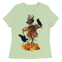 Matcha Scarecrow with Pumpkin Ladies Tee - texasbilliewilder