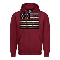 Burgundy thin red line American flag leopard Zipper Hoodie - Artiststas