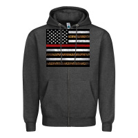 Charcoal Heather thin red line American flag leopard Zipper Hoodie - Artiststas