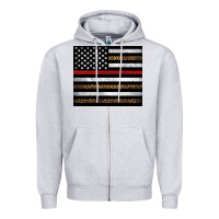 Heather Grey thin red line American flag leopard Zipper Hoodie - Artiststas