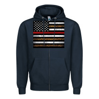 Navy thin red line American flag leopard Zipper Hoodie - Artiststas