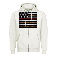 Oatmeal Heather thin red line American flag leopard Zipper Hoodie - Artiststas