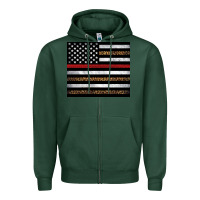 Sports Green thin red line American flag leopard Zipper Hoodie - Artiststas