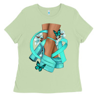 Ovarian Cancer Diva Teal Ribbon Ladies Tee | Teevron