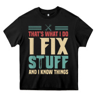 Black that's what i do   i fix stuff and i know things Heavy Core Tee - longCreatives