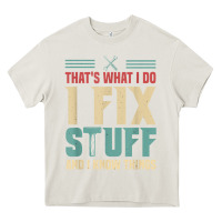 Cream that's what i do   i fix stuff and i know things Heavy Core Tee - longCreatives