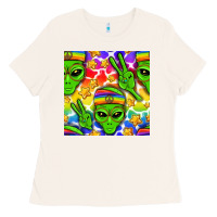Bone Pride LGBTQ+ aliens and stars with rainbow Ladies Tee - NancyCooperArtShop