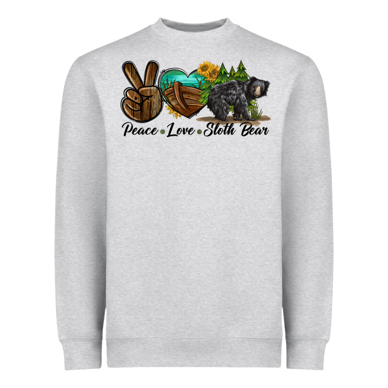 Peace Love Sloth Bear Heavyweight Sweatshirt by LillyAllenDesigns | Teevron