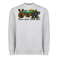 Heather Grey peace love sloth bear Heavyweight Sweatshirt - LillyAllenDesigns
