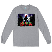 Heather Grey bigfoot believe christmas Long Sleeve Tee - FaDigitalArtStudio