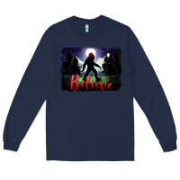 Navy bigfoot believe christmas Long Sleeve Tee - FaDigitalArtStudio