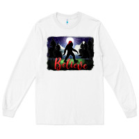 White bigfoot believe christmas Long Sleeve Tee - FaDigitalArtStudio