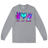 Heather Grey Peace Love Mermaid Long Sleeve Tee - Jasminsmagicworld