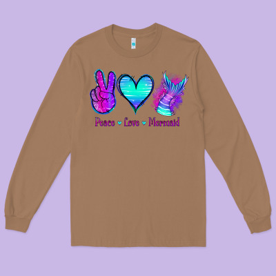 Peace Love Mermaid Long Sleeve Tee Designed By Jasminsmagicworld