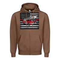 Chestnut thin red line American flag fire truck Zipper Hoodie - Artiststas