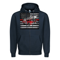 Navy thin red line American flag fire truck Zipper Hoodie - Artiststas