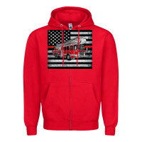 Red thin red line American flag fire truck Zipper Hoodie - Artiststas