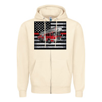 Sandshell thin red line American flag fire truck Zipper Hoodie - Artiststas