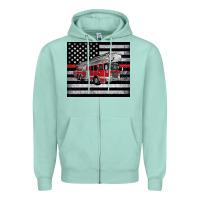 Seafoam thin red line American flag fire truck Zipper Hoodie - Artiststas