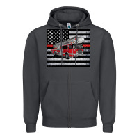 Smoke thin red line American flag fire truck Zipper Hoodie - Artiststas