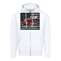 White thin red line American flag fire truck Zipper Hoodie - Artiststas