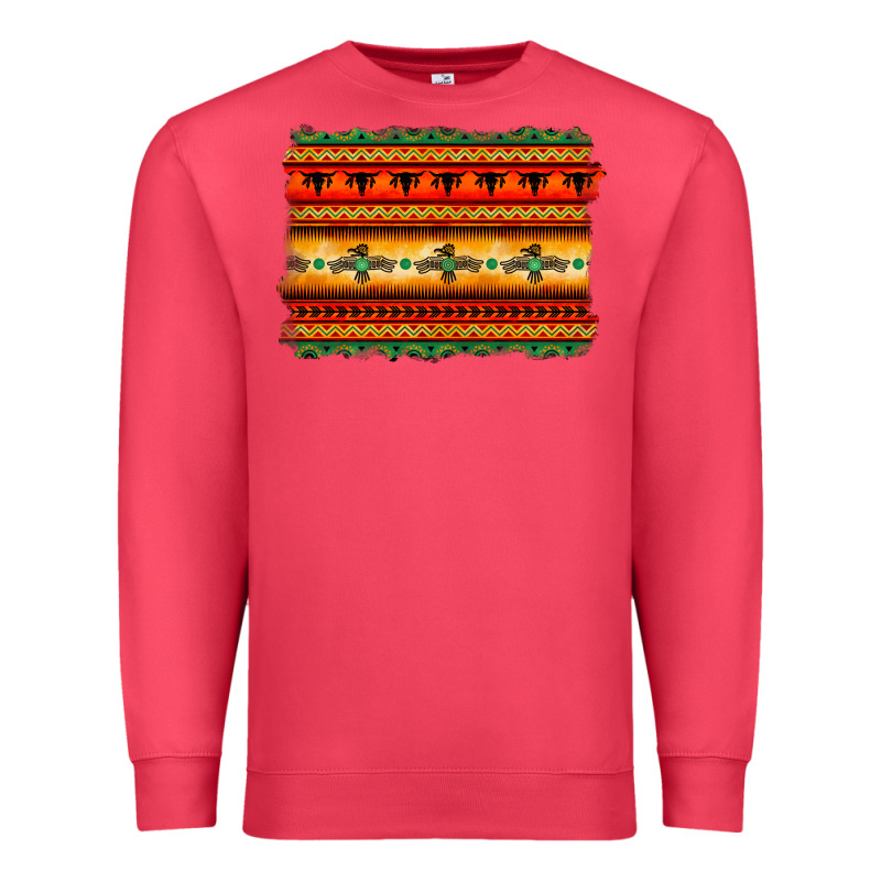 Bullskull Thunderbird Aztec Pattern Warm Colors Premium Sweatshirt by BarkalooDesign | Teevron