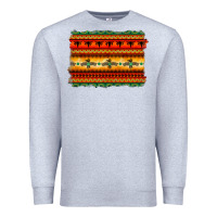 Heather Grey bullskull thunderbird aztec pattern warm colors Premium Sweatshirt - BarkalooDesign