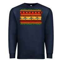 Navy bullskull thunderbird aztec pattern warm colors Premium Sweatshirt - BarkalooDesign