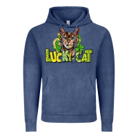 Vintage Denim Lucky cat St. Patrick's Vintage Hoodie - HowdyJamesFarm