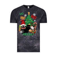 Cloud Black ho ho ho meow Vintage Tee - CowGirlArtShop