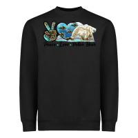 Black peace love polar bear Heavyweight Sweatshirt - LillyAllenDesigns