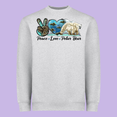 Peace Love Polar Bear Heavyweight Sweatshirt Designed By Lillyallendesigns