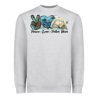 Heather Grey peace love polar bear Heavyweight Sweatshirt - LillyAllenDesigns