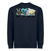 Navy peace love polar bear Heavyweight Sweatshirt - LillyAllenDesigns
