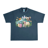 Midnight Navy Easter truck farm animals Easter Day Urban Heavy Tee - HowdyJamesFarm