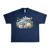 Navy Easter truck farm animals Easter Day Urban Heavy Tee - HowdyJamesFarm